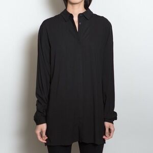 Just Female Jo Long Shirt Black Button Down Size Large